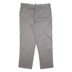 DICKIES Mens Cotton Blend Grey Regular Straight Trousers W42 L32 Workwear Zip