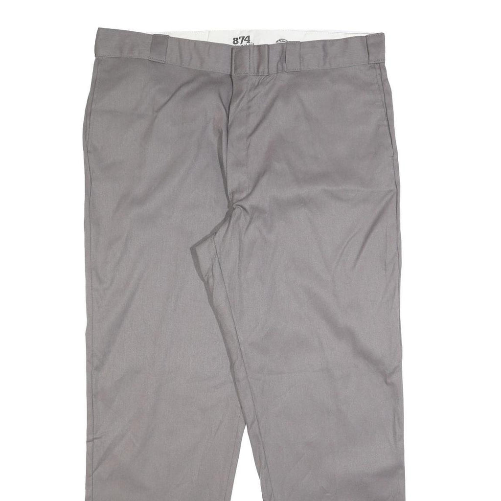 DICKIES Mens Cotton Blend Grey Regular Straight Trousers W42 L32 Workwear Zip