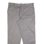 DICKIES Mens Cotton Blend Grey Regular Straight Trousers W42 L32 Workwear Zip
