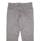 DICKIES Mens Cotton Blend Grey Regular Straight Trousers W42 L32 Workwear Zip