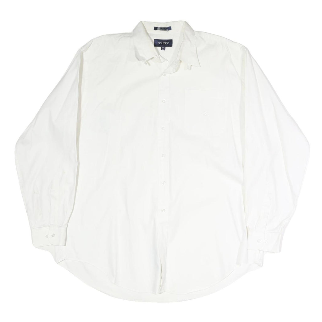 NAUTICA Mens White 2XL Cotton Long Sleeve Shirt Classic Fit Button Closure