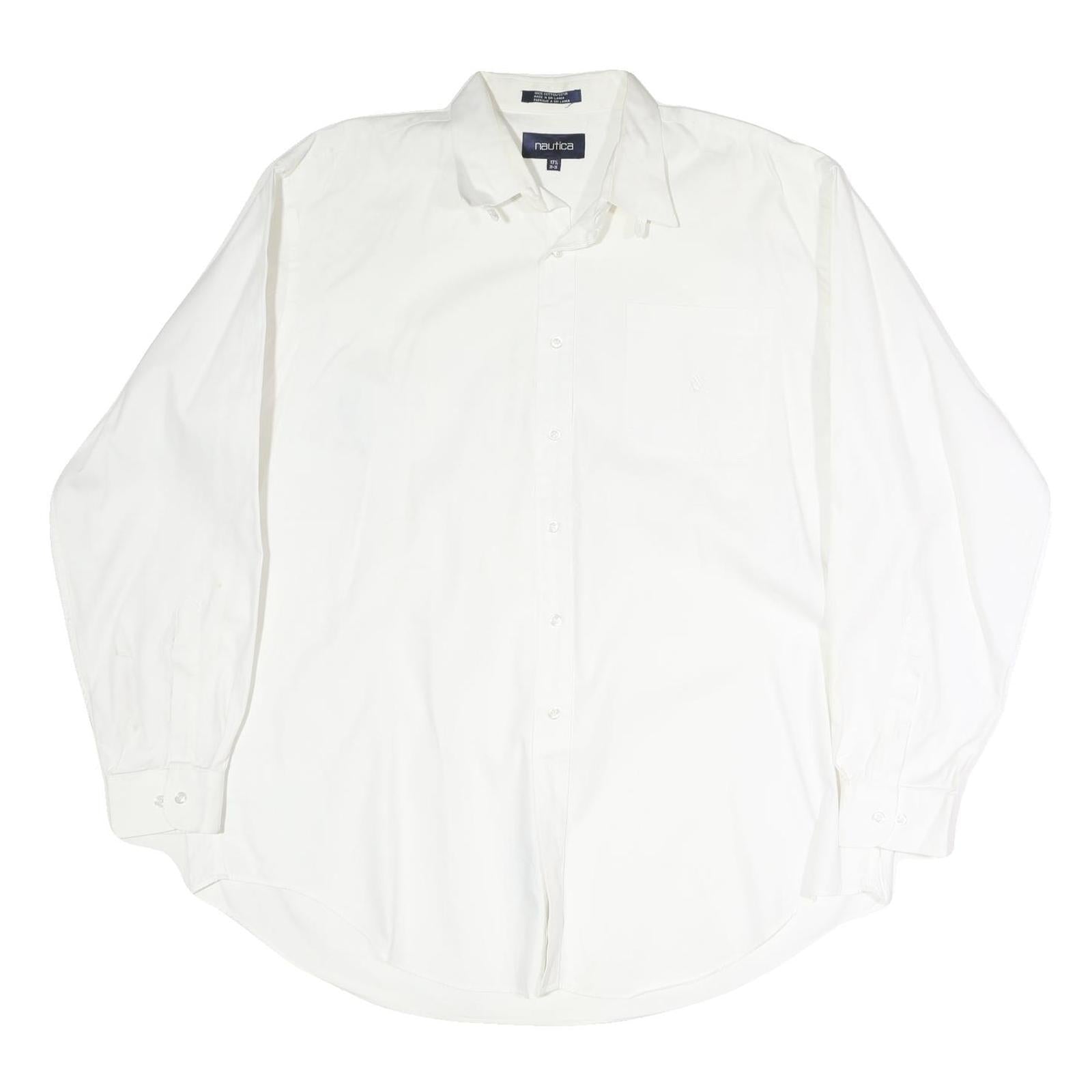 NAUTICA Mens White 2XL Cotton Long Sleeve Shirt Classic Fit Button Closure