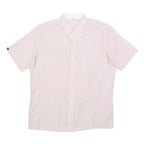 KER Mens Pink & White Striped Short Sleeve Shirt L Cotton Blend Casual Summer