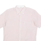 KER Mens Pink & White Striped Short Sleeve Shirt L Cotton Blend Casual Summer