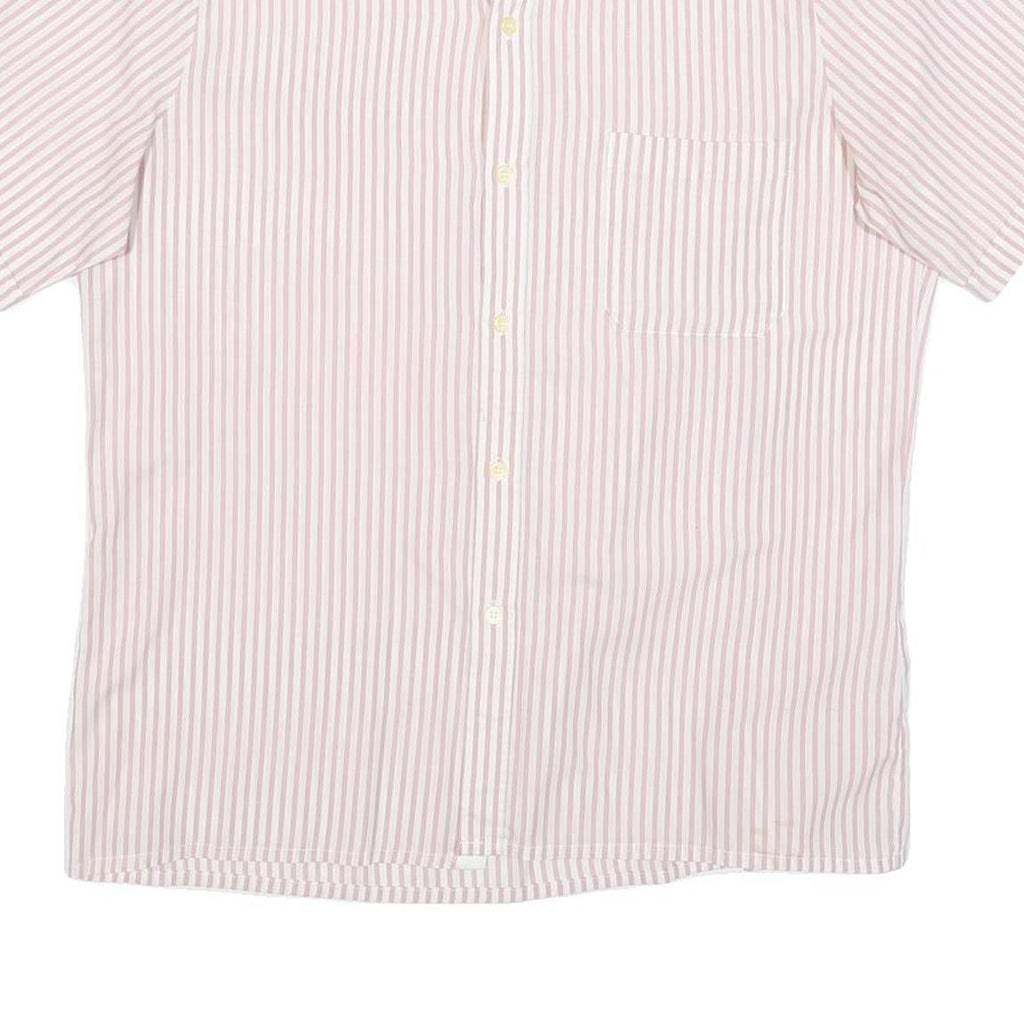 KER Mens Pink & White Striped Short Sleeve Shirt L Cotton Blend Casual Summer