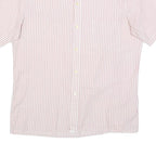 KER Mens Pink & White Striped Short Sleeve Shirt L Cotton Blend Casual Summer