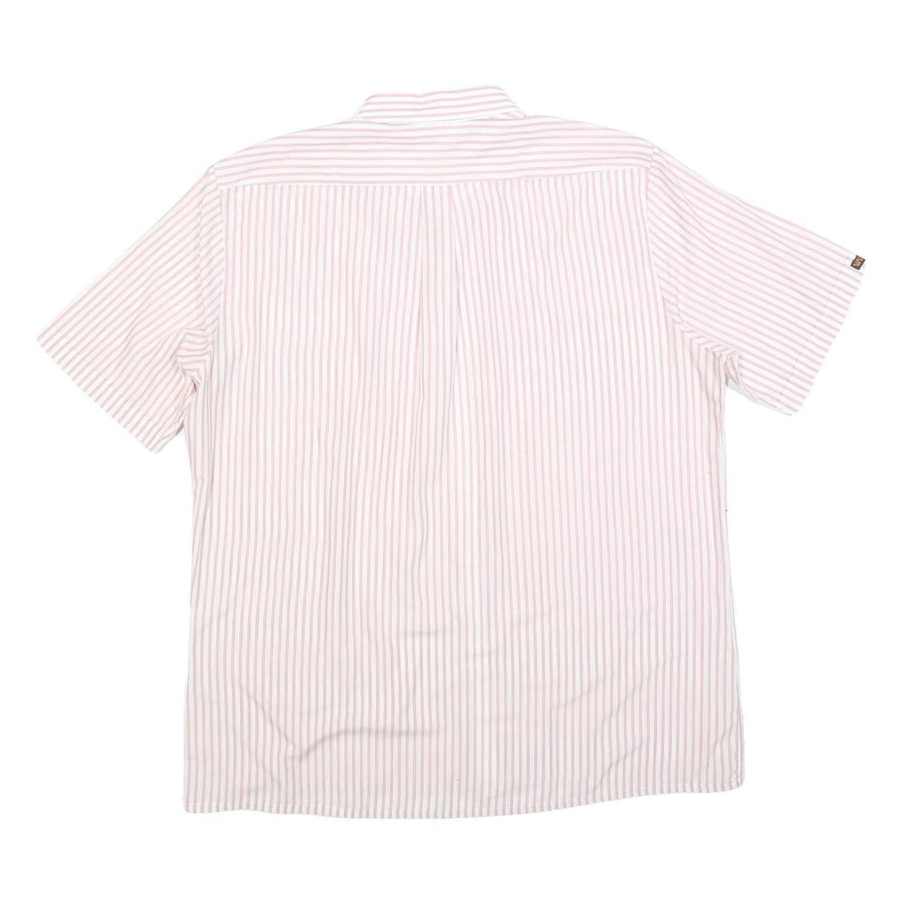 KER Mens Pink & White Striped Short Sleeve Shirt L Cotton Blend Casual Summer