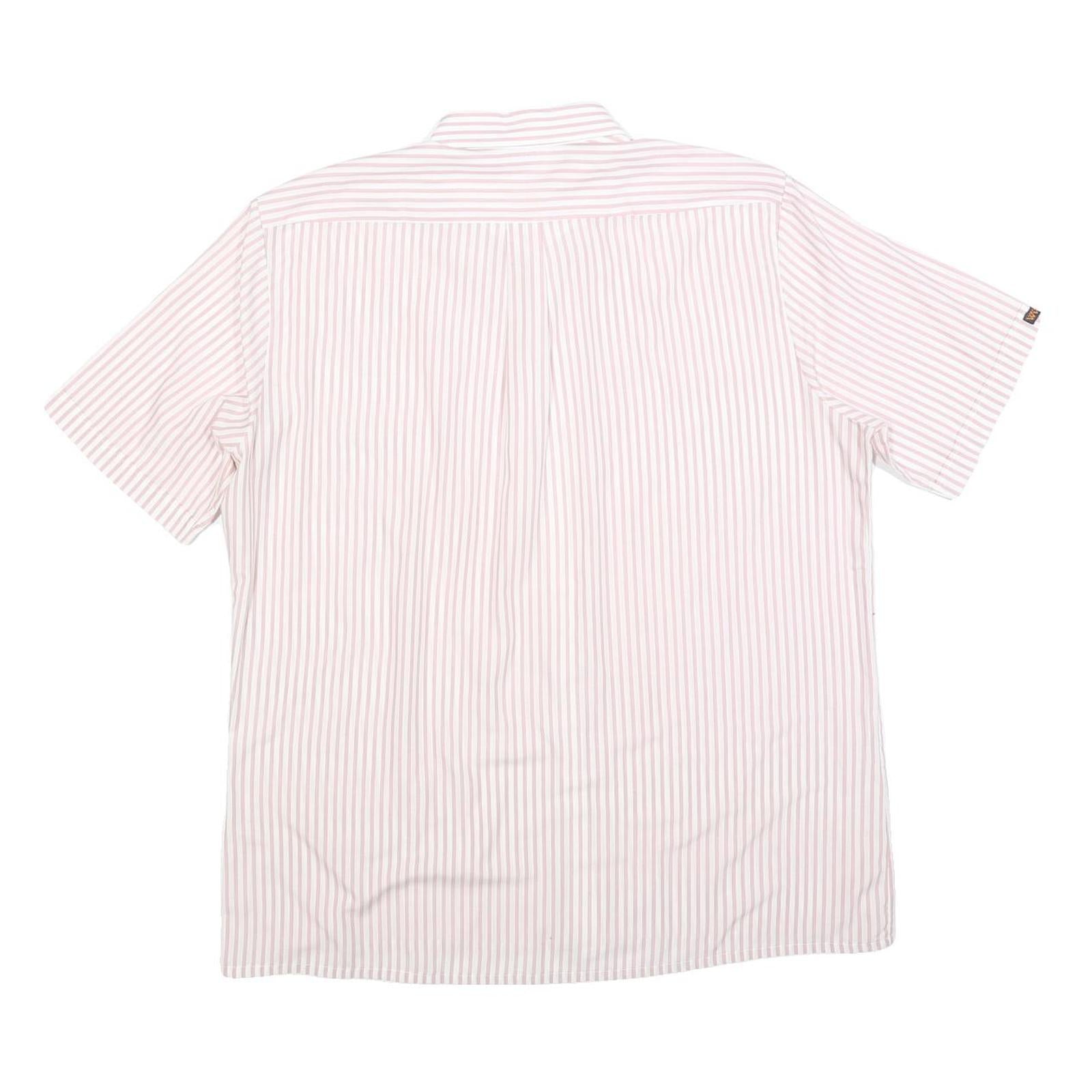 KER Mens Pink & White Striped Short Sleeve Shirt L Cotton Blend Casual Summer