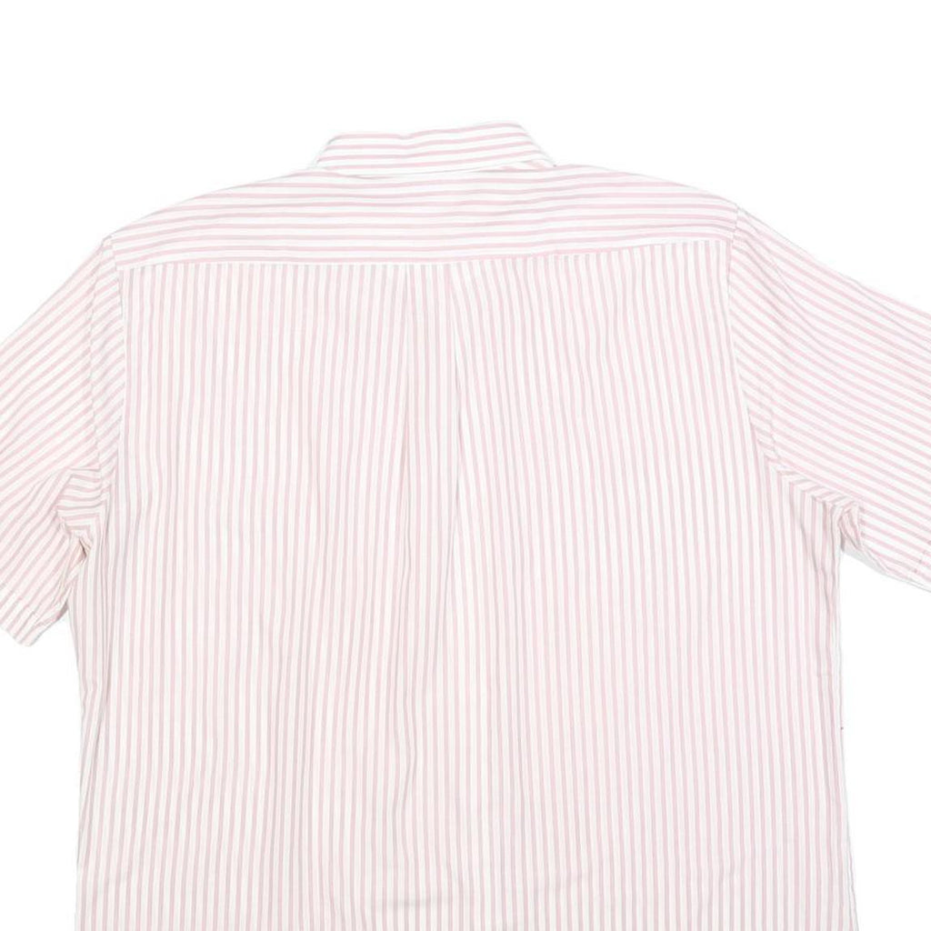 KER Mens Pink & White Striped Short Sleeve Shirt L Cotton Blend Casual Summer