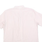 KER Mens Pink & White Striped Short Sleeve Shirt L Cotton Blend Casual Summer