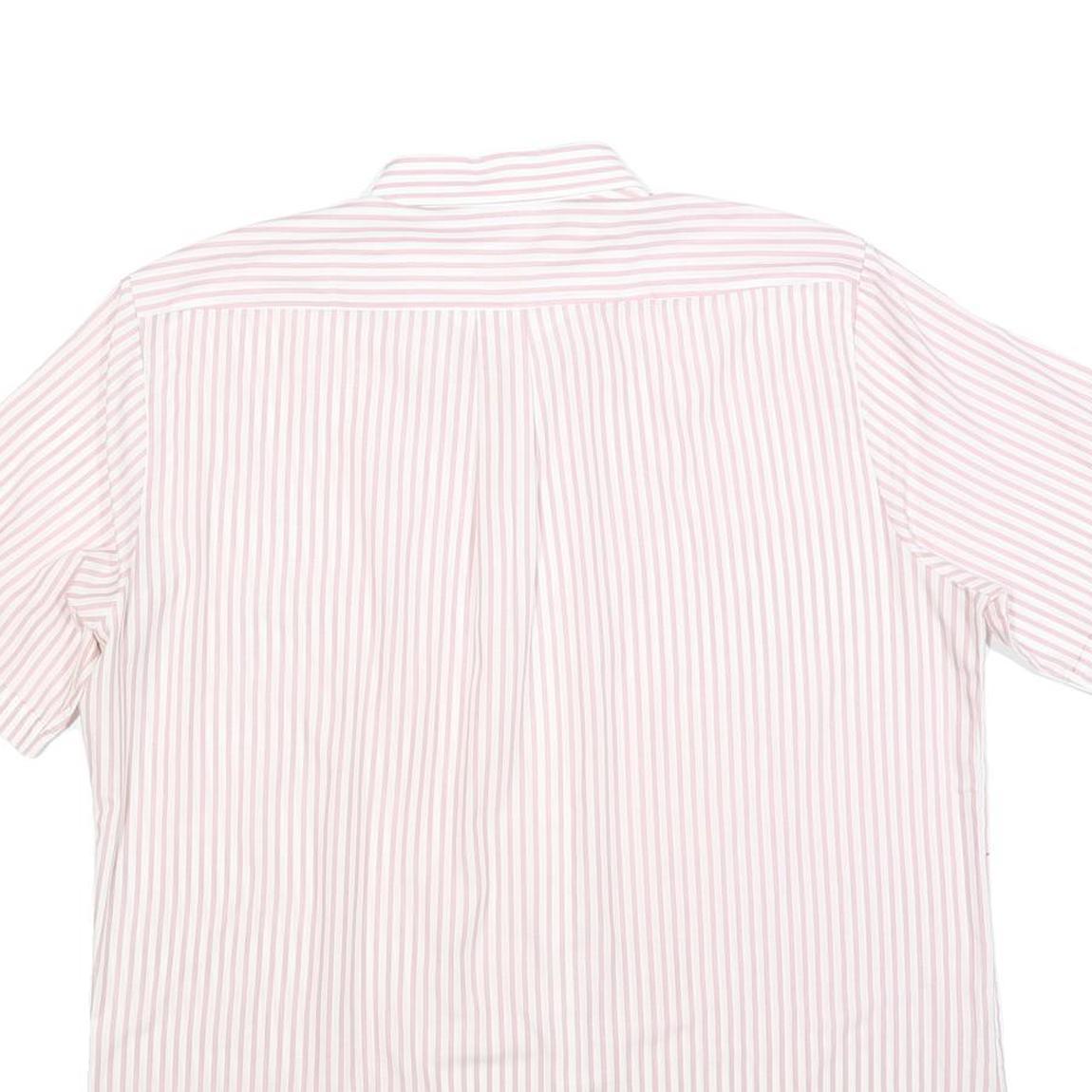 KER Mens Pink & White Striped Short Sleeve Shirt L Cotton Blend Casual Summer