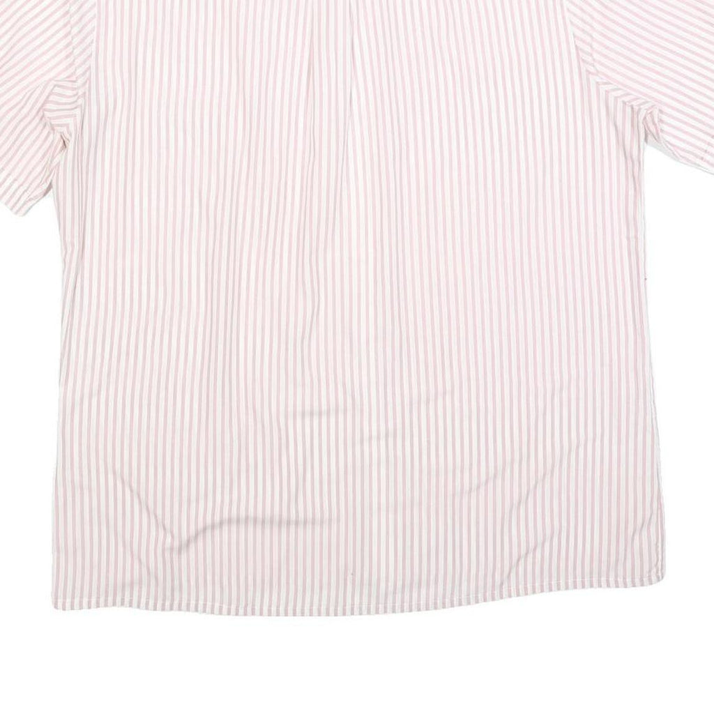 KER Mens Pink & White Striped Short Sleeve Shirt L Cotton Blend Casual Summer