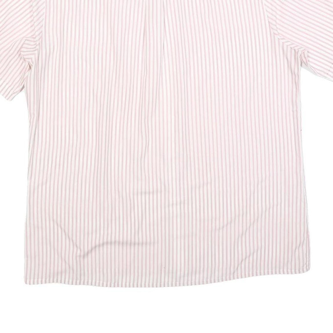 KER Mens Pink & White Striped Short Sleeve Shirt L Cotton Blend Casual Summer