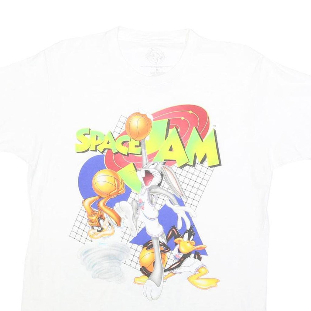 SPACE JAM Mens White Cotton Graphic T-Shirt M Short Sleeve Crew Neck Cartoon