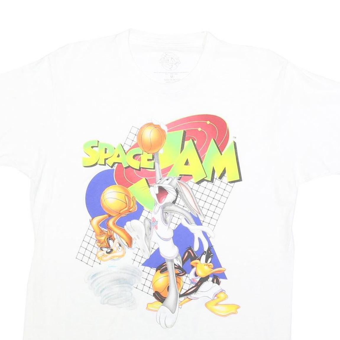 SPACE JAM Mens White Cotton Graphic T-Shirt M Short Sleeve Crew Neck Cartoon