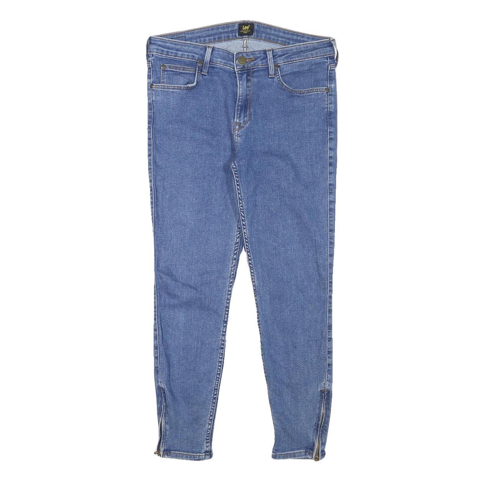 LEE Womens Slim Blue Denim Slim Jeans W28 L24 Zip Closure