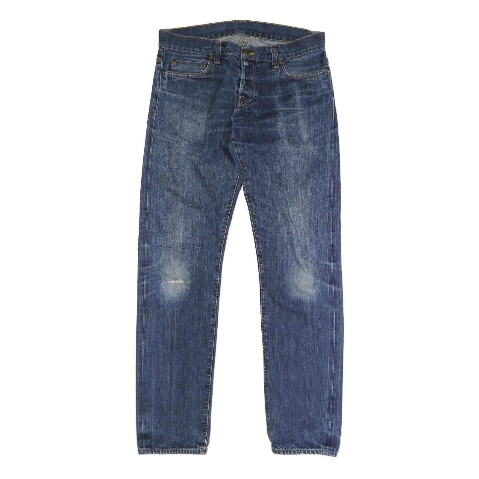 CARHARTT Mens Regular Blue Denim Jeans W34 L33 Button Closure Classic Fit