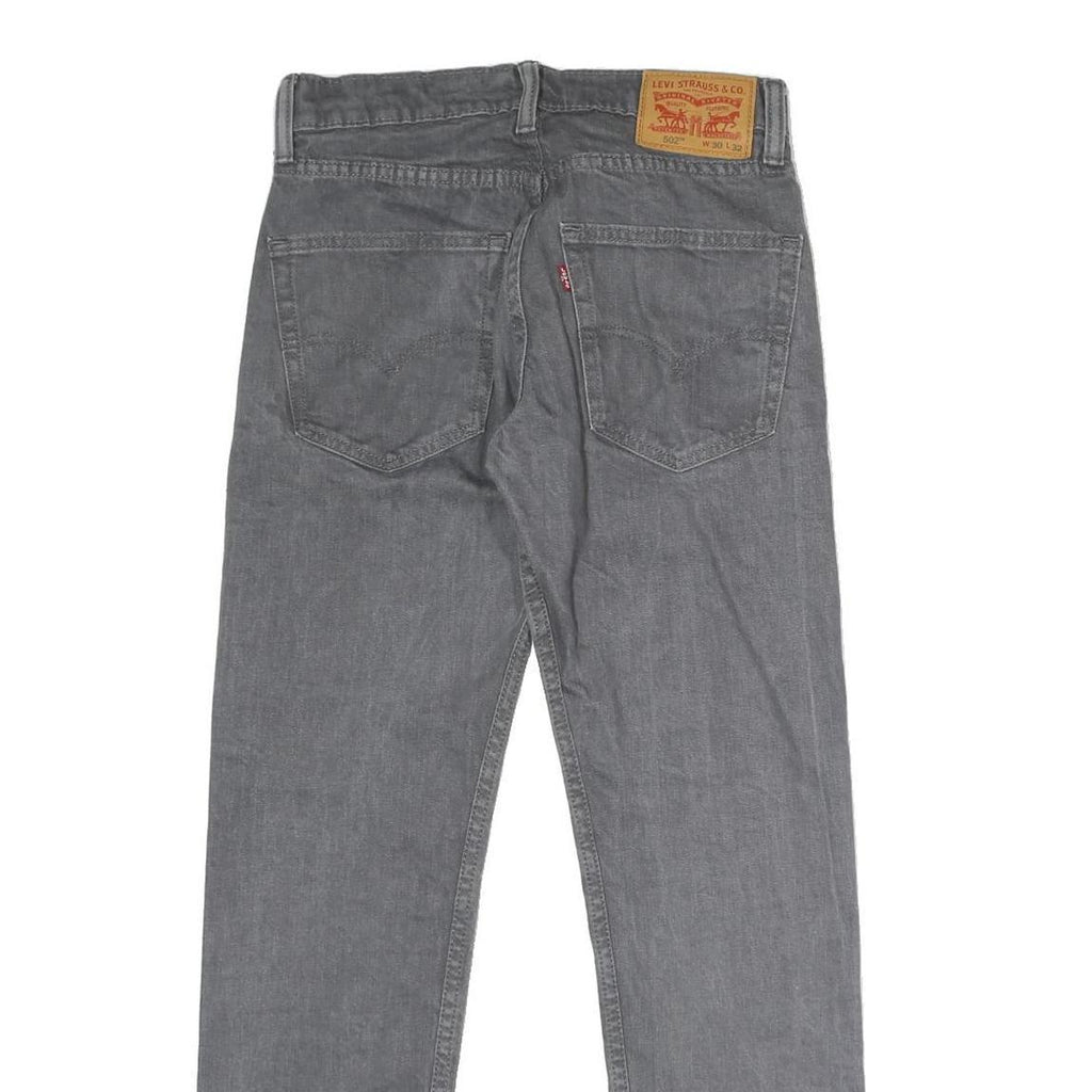 LEVI'S 502 Mens Grey Regular Straight Denim Medium W30 L32 Cotton Blend Zip