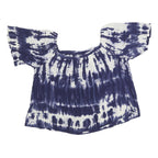 MONSOON Womens Blue & White Printed Bardot Top Short Sleeve Round Neck L