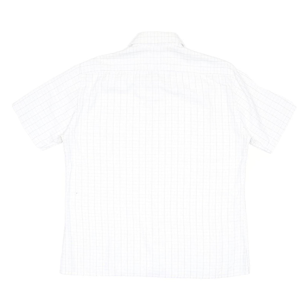 YVES SAINT LAURENT Mens White Check Cotton Shirt L Casual Button Down Short