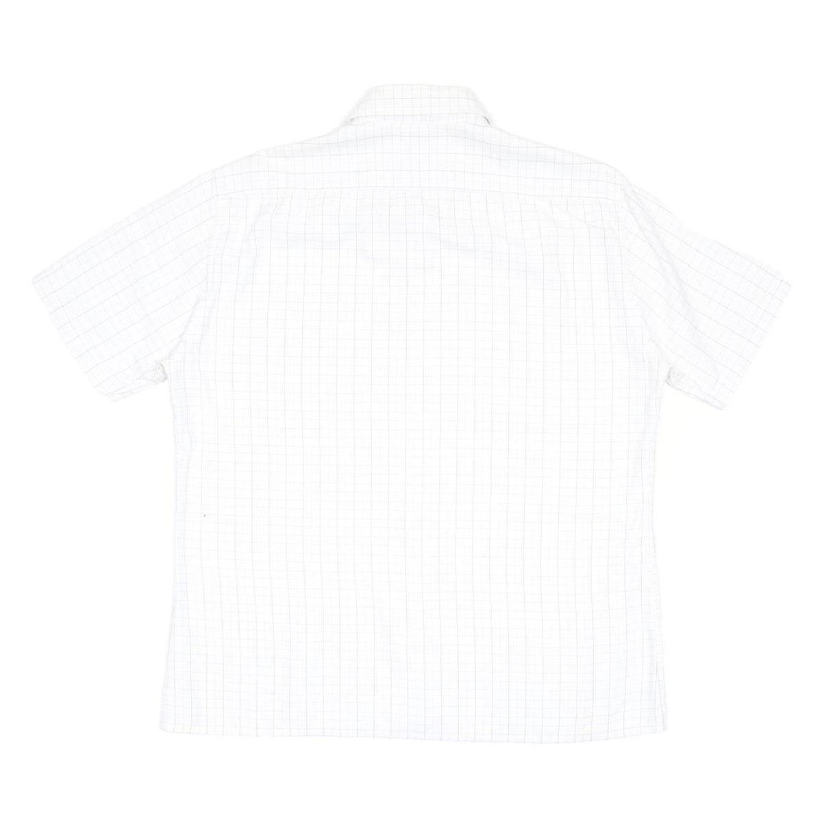 YVES SAINT LAURENT Mens White Check Cotton Shirt L Casual Button Down Short