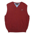 TOMMY HILFIGER Mens Red Patterned Jumper V-Neck Cable Knit M Cotton Blend