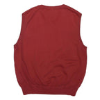TOMMY HILFIGER Mens Red Patterned Jumper V-Neck Cable Knit M Cotton Blend