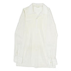 GUY FLEURY Womens White Lace Shirt Long Sleeve Collared M Elegant Top Cotton