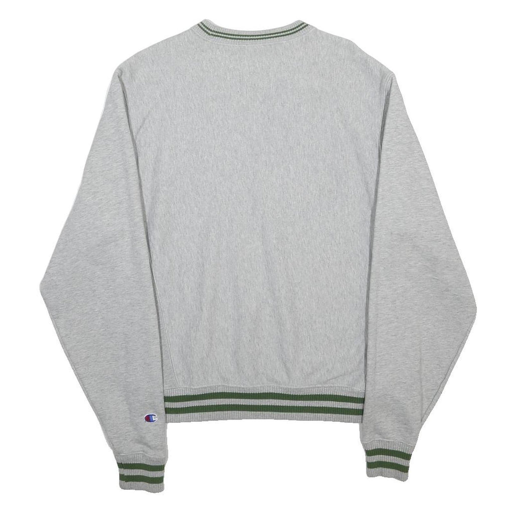 CHAMPION REVERSE WEAVE Mens Grey & Green Crew Neck S Cotton Blend Logo