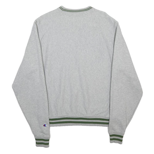 CHAMPION REVERSE WEAVE Mens Grey & Green Crew Neck S Cotton Blend Logo