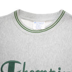 CHAMPION REVERSE WEAVE Mens Grey & Green Crew Neck S Cotton Blend Logo