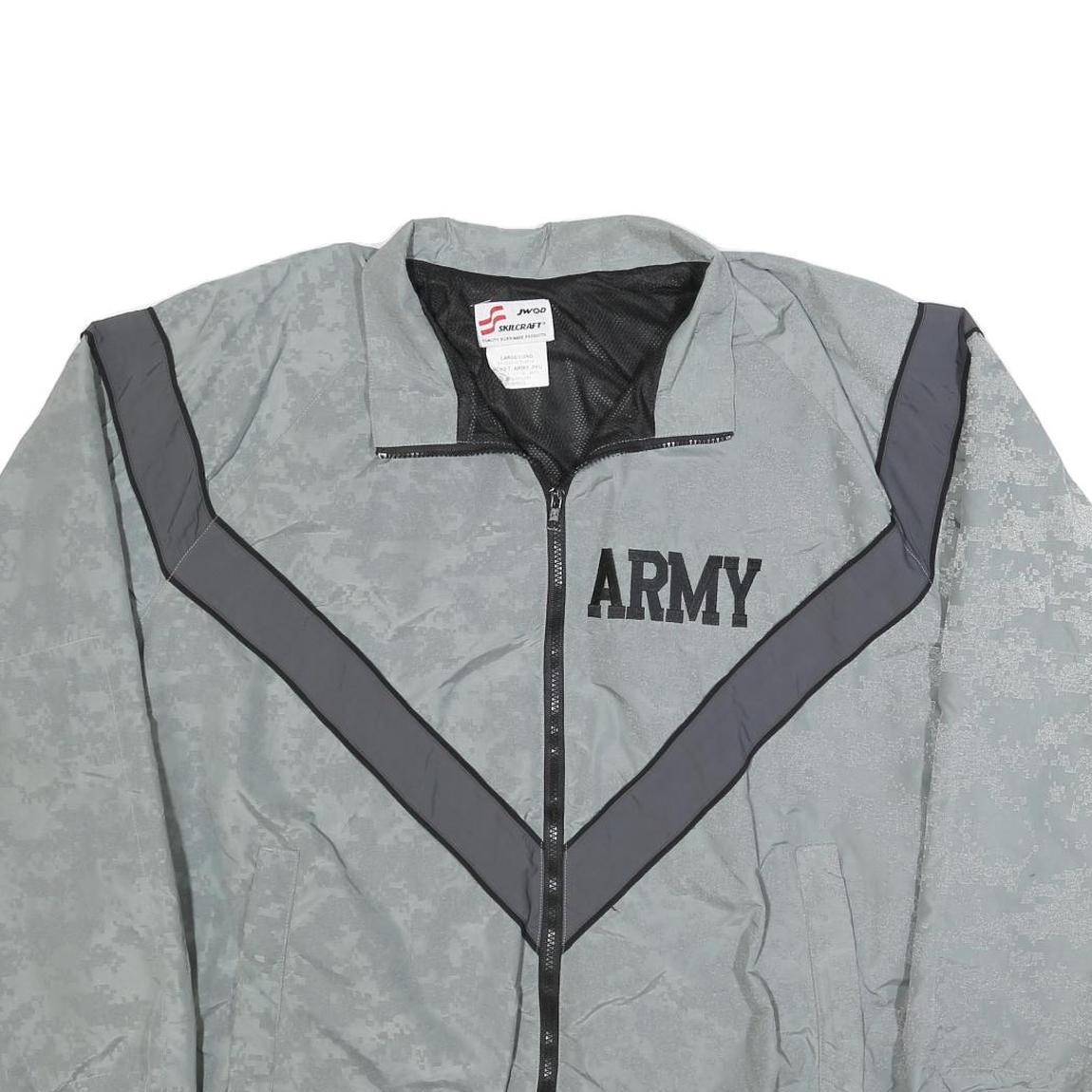 SKILCRAFT Mens Grey Army Nylon Track Jacket L Lightweight Zip Closure