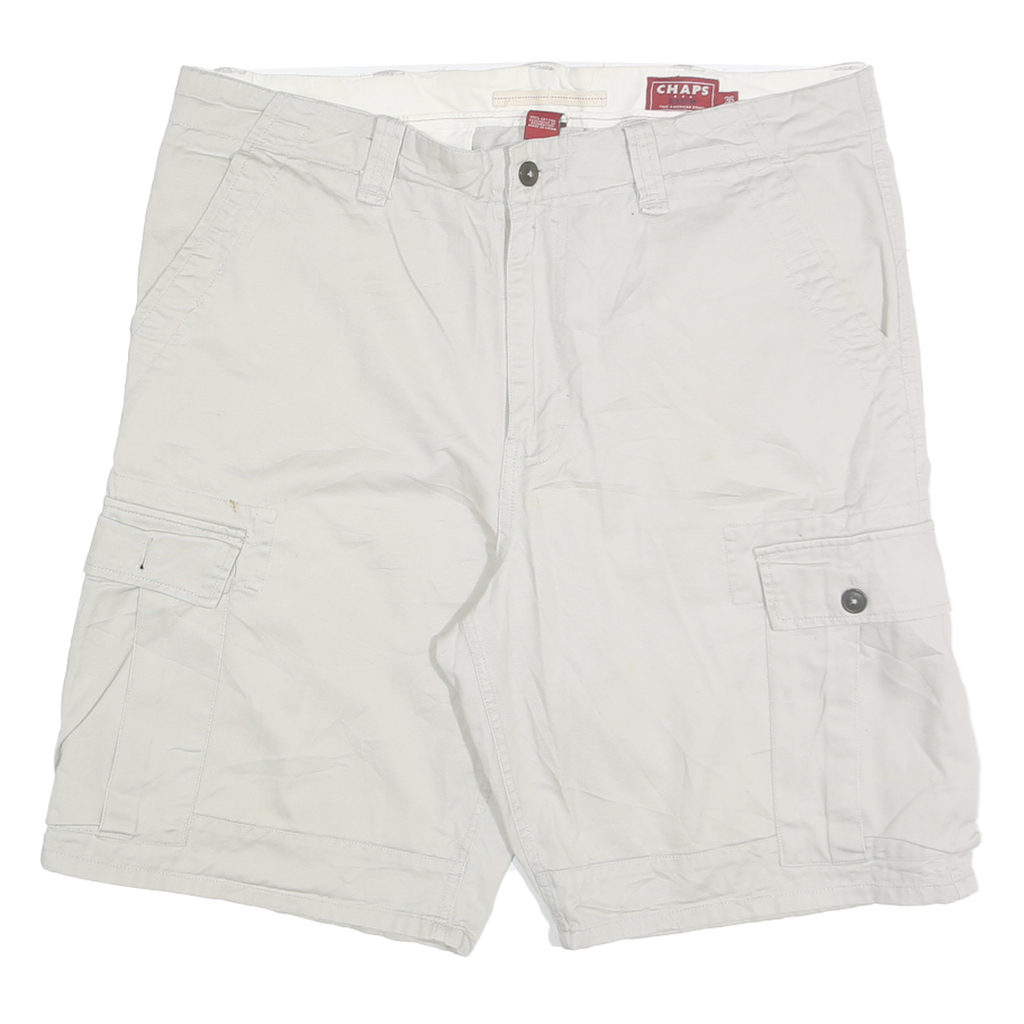 CHAPS Mens Cotton Blend White Cargo Shorts XL W40 Relaxed Fit Pockets