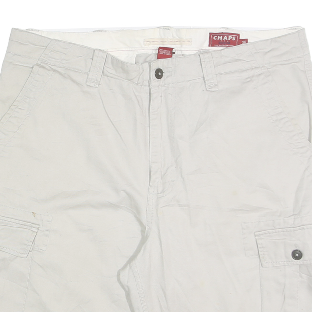 CHAPS Mens Cotton Blend White Cargo Shorts XL W40 Relaxed Fit Pockets