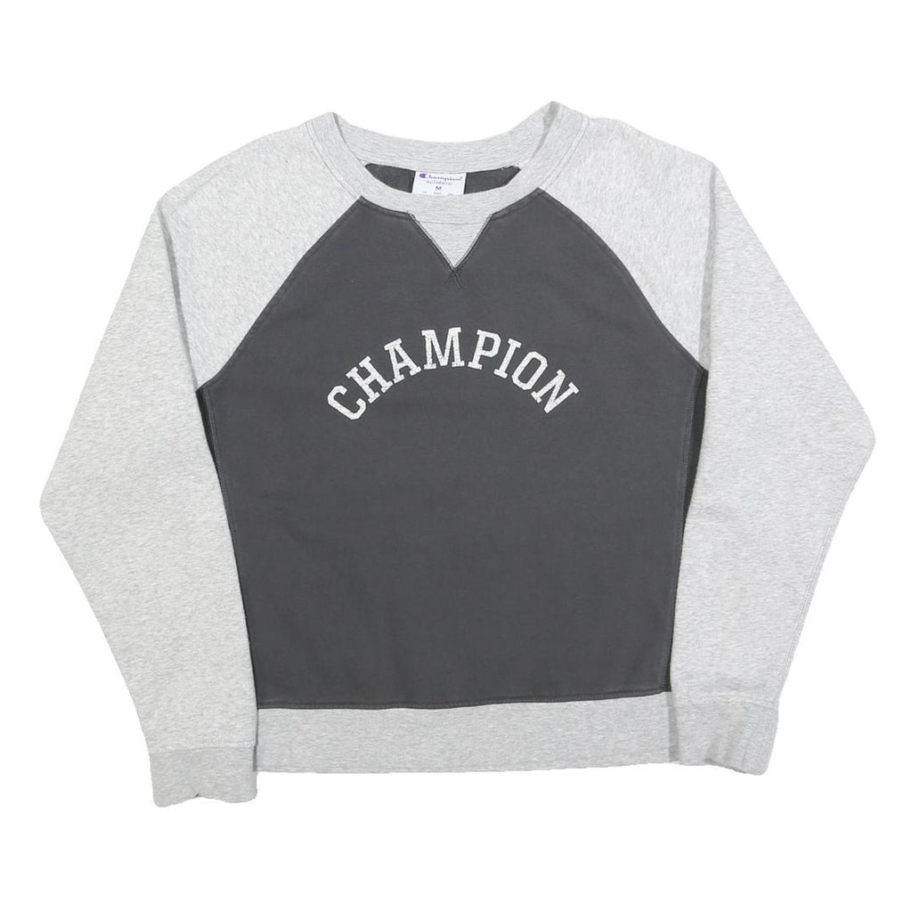 CHAMPION Womens Grey & Dark Grey Cotton Blend Crew Neck M Sweatshirt Casual