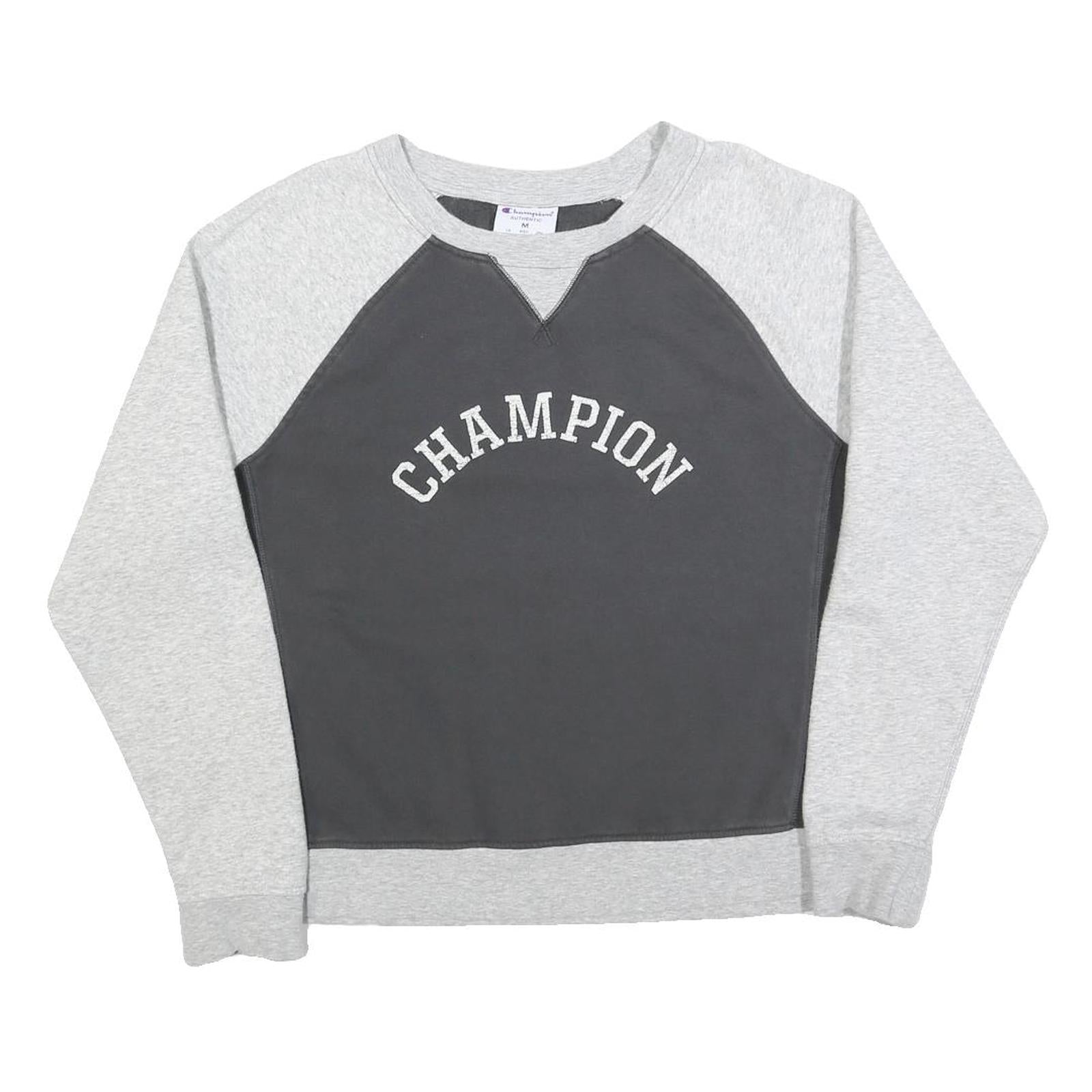 CHAMPION Womens Grey & Dark Grey Cotton Blend Crew Neck M Sweatshirt Casual
