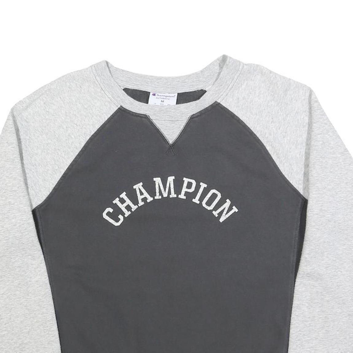 CHAMPION Womens Grey & Dark Grey Cotton Blend Crew Neck M Sweatshirt Casual