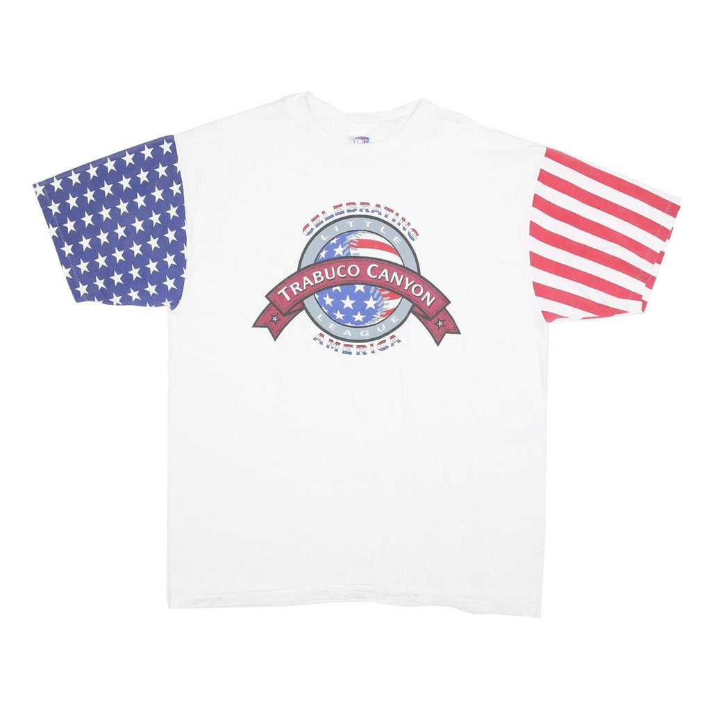 LAT SPORT Mens White Red & Blue Trabuco Canyon Graphic T-Shirt XL Short Sleeve
