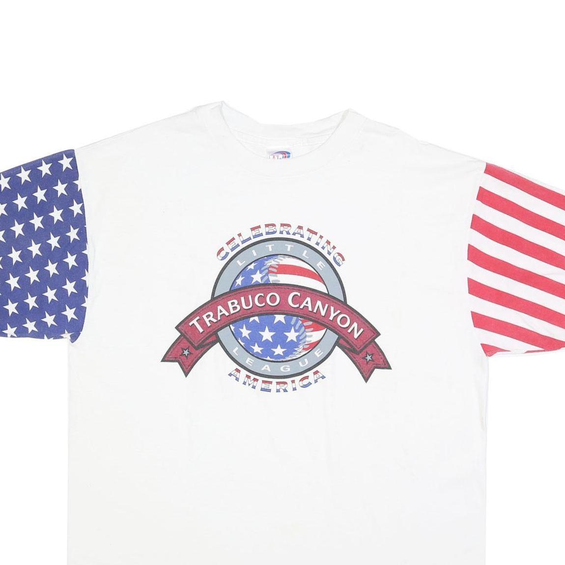 LAT SPORT Mens White Red & Blue Trabuco Canyon Graphic T-Shirt XL Short Sleeve