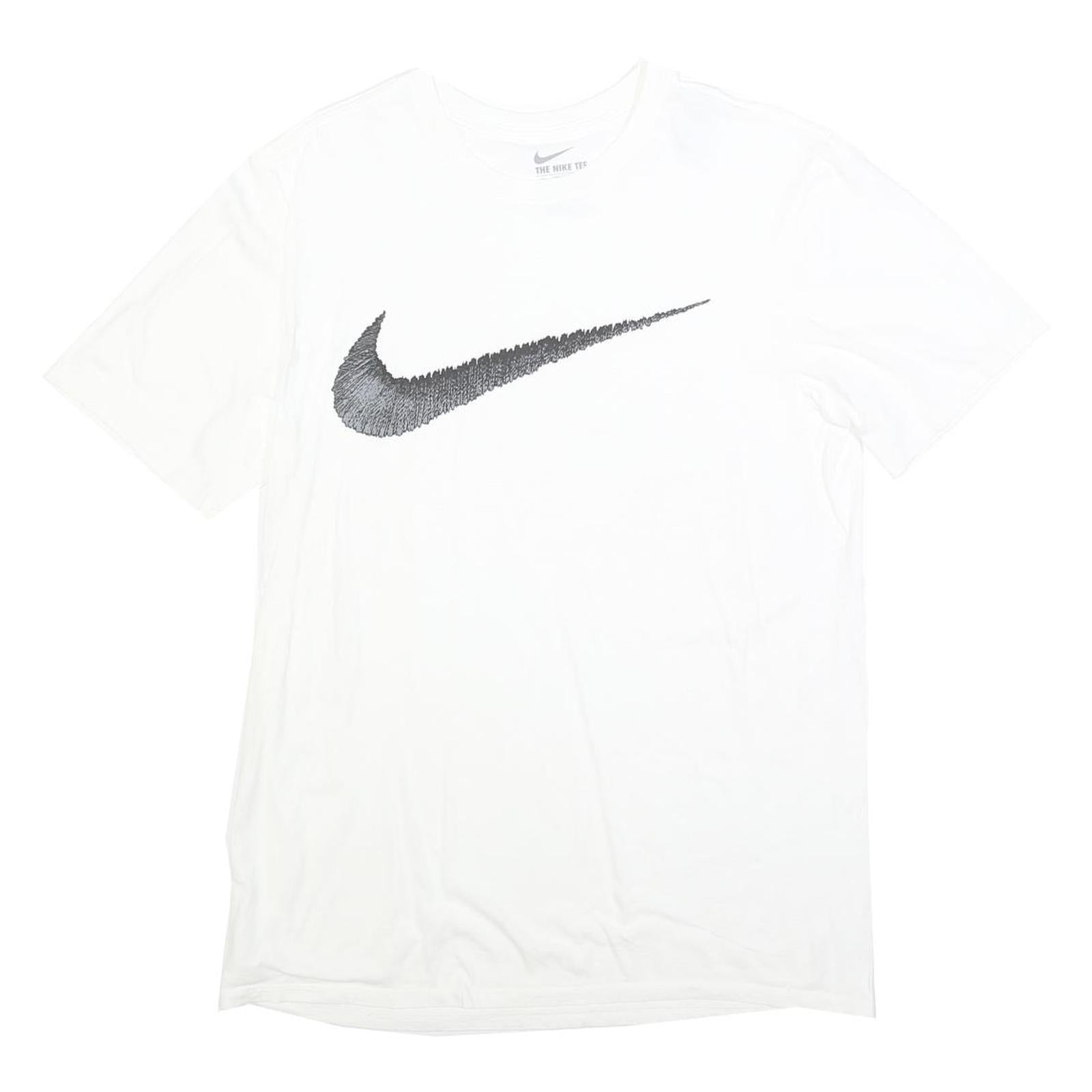 NIKE Mens White L Graphic T-Shirt Short Sleeve Crew Neck Sportswear Casual