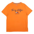 TOMMY HILFIGER Mens Orange Graphic T-Shirt M Short Sleeve Crew Neck Cotton Blend