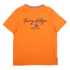 TOMMY HILFIGER Mens Orange Graphic T-Shirt M Short Sleeve Crew Neck Cotton Blend