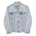 LEVI'S Mens Blue Cotton Denim Jacket M Plain Button Closure Classic Style