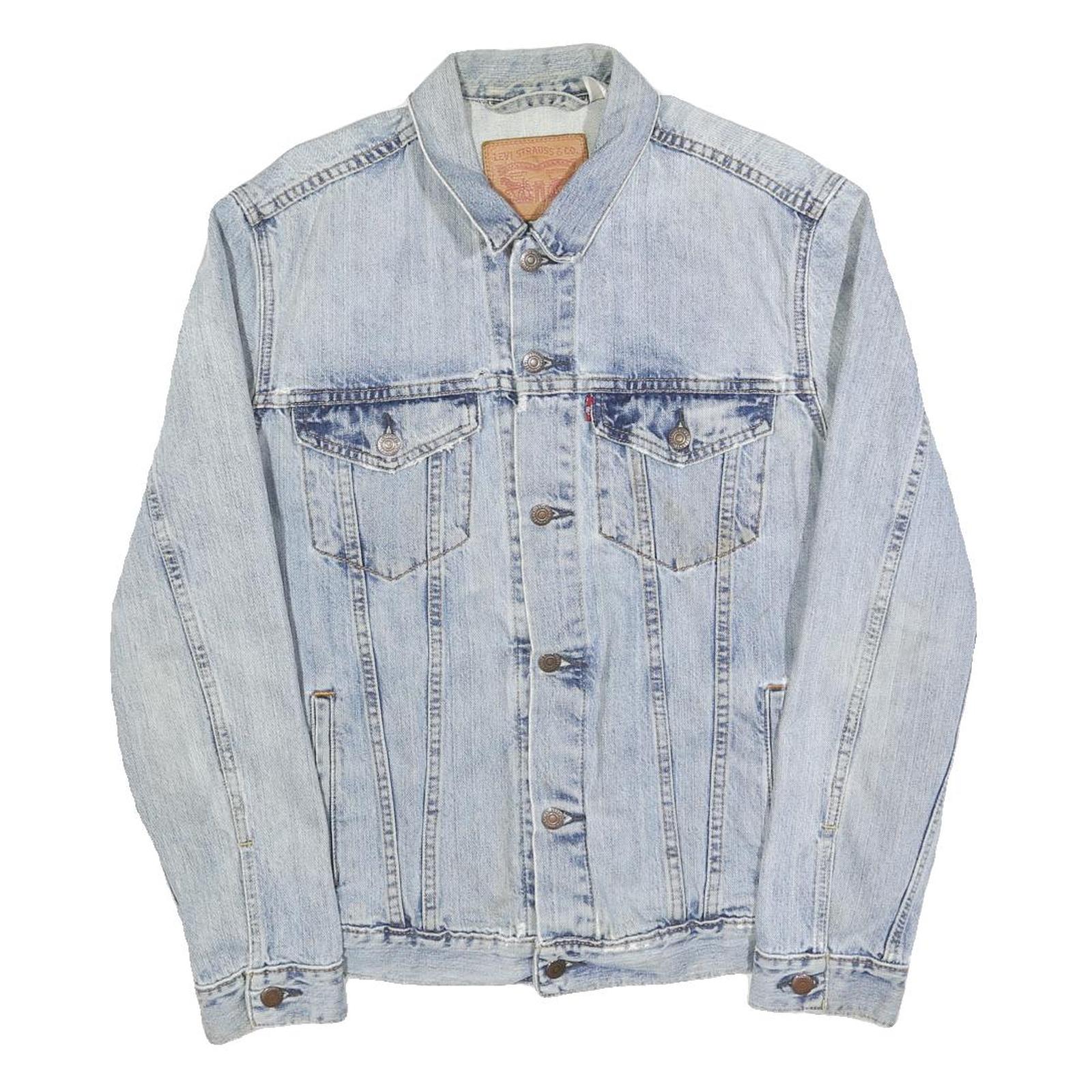 LEVI'S Mens Blue Cotton Denim Jacket M Plain Button Closure Classic Style