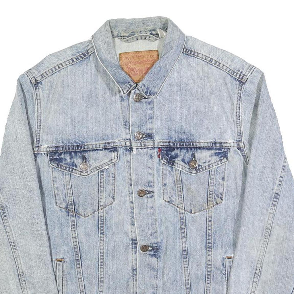 LEVI'S Mens Blue Cotton Denim Jacket M Plain Button Closure Classic Style