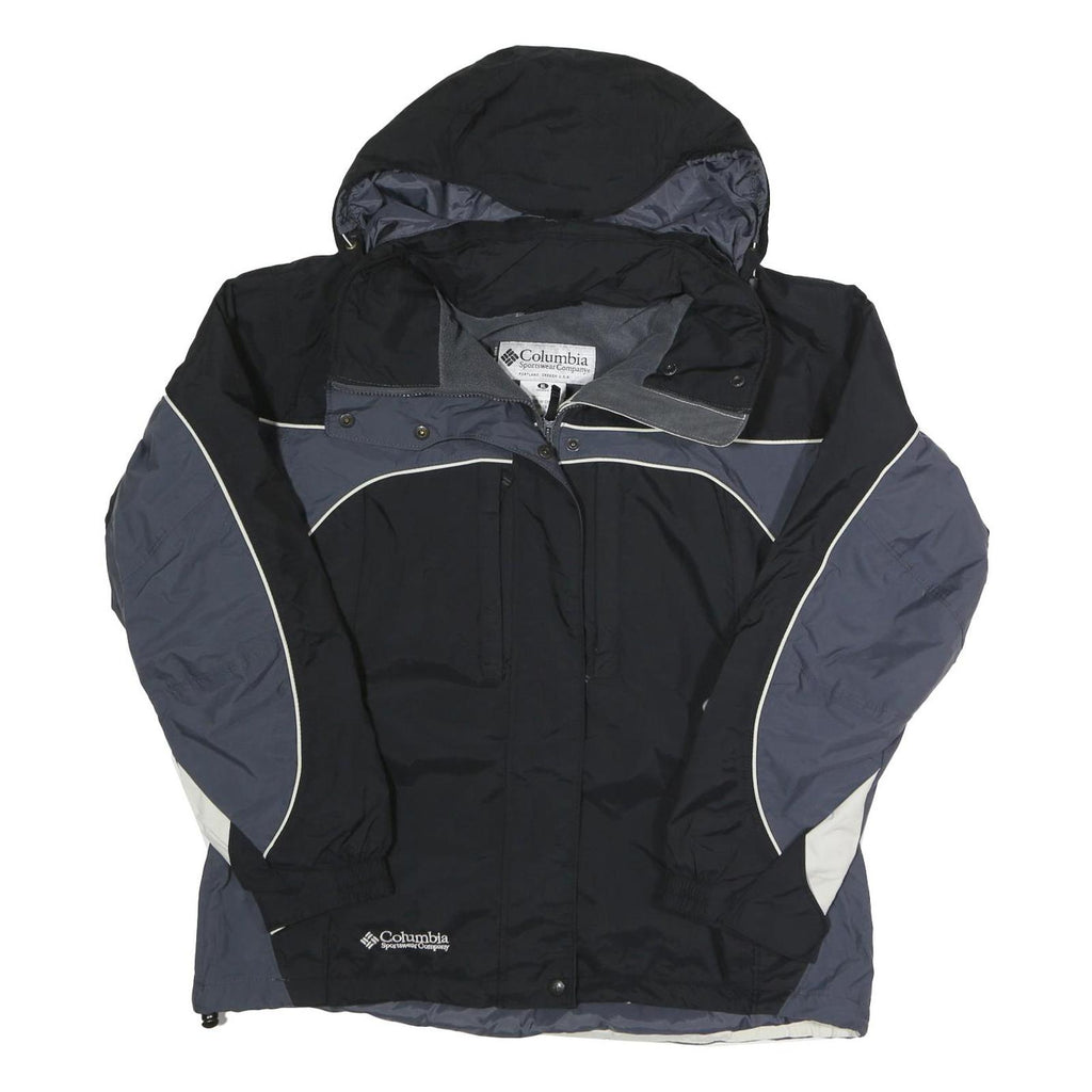 COLUMBIA Womens Black & Grey Outdoor Jacket XL Polyester Blend Zip Hooded