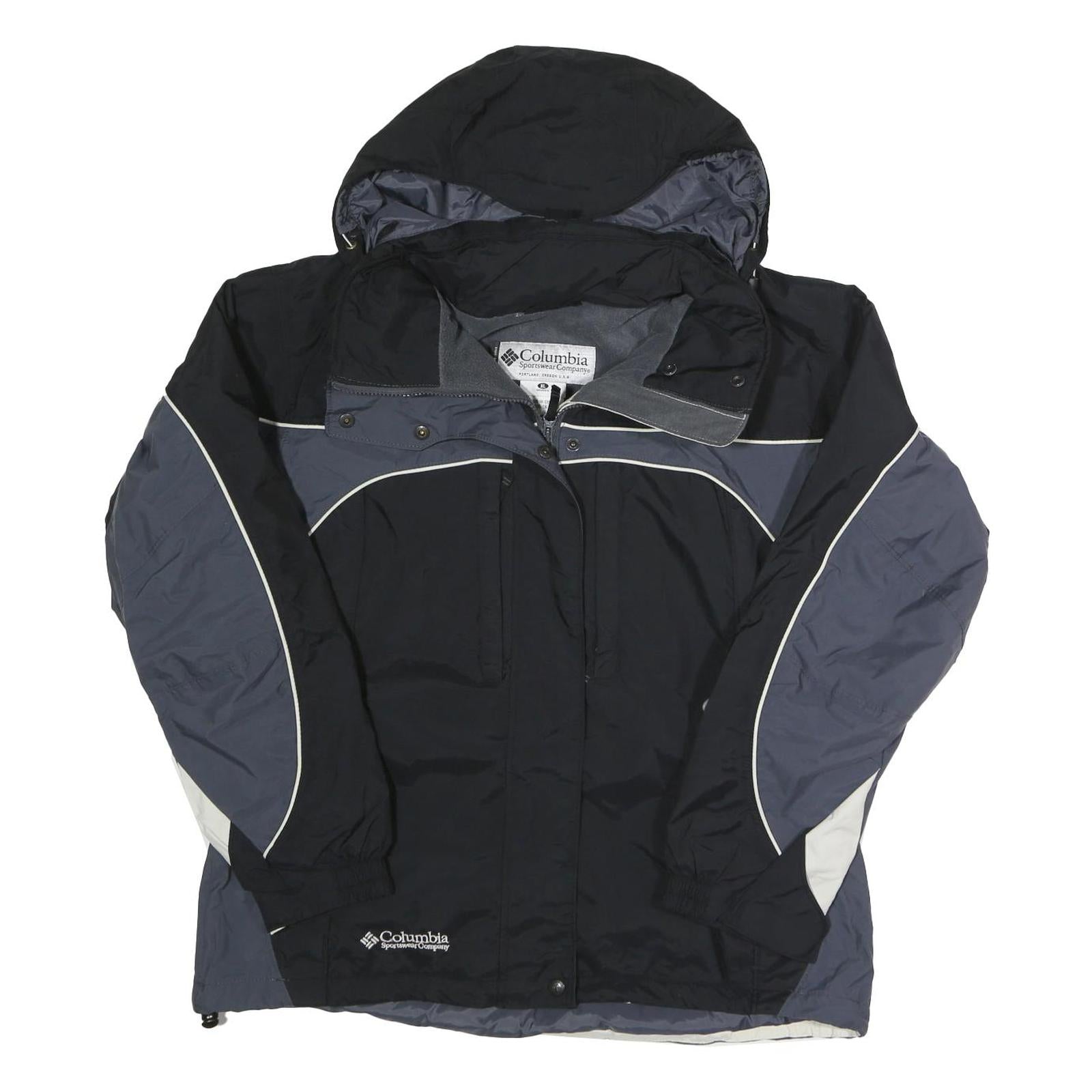 COLUMBIA Womens Black & Grey Outdoor Jacket XL Polyester Blend Zip Hooded