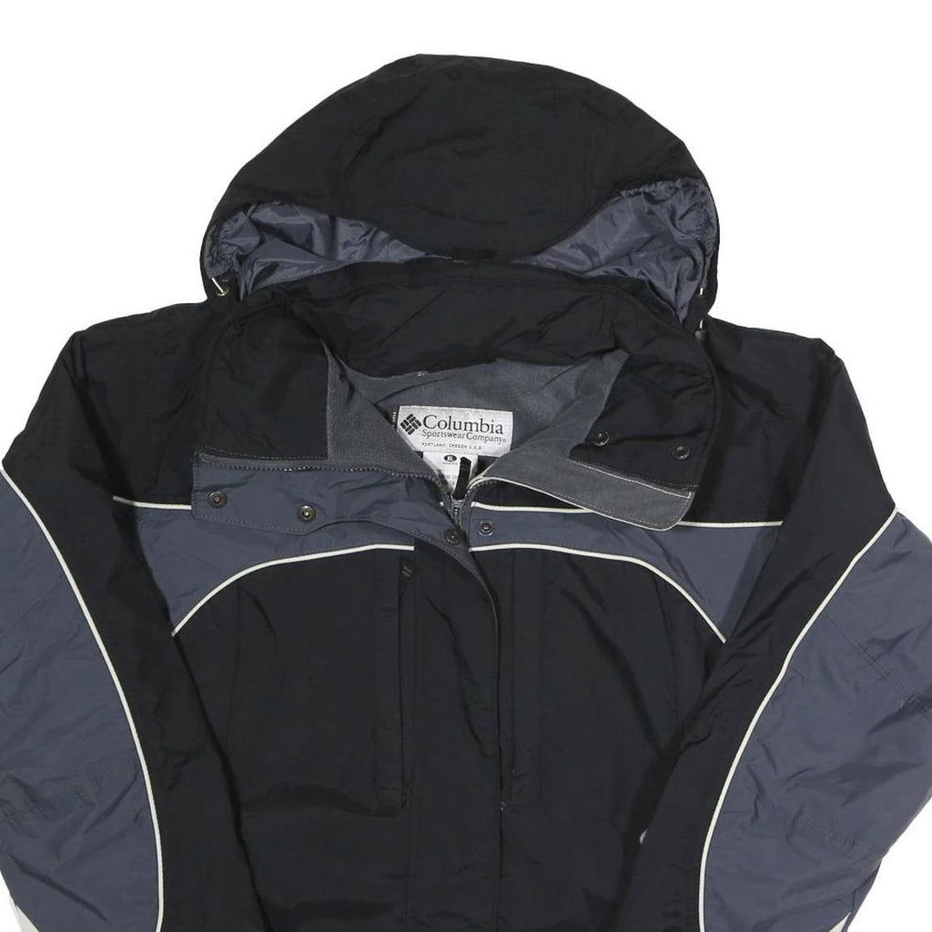 COLUMBIA Womens Black & Grey Outdoor Jacket XL Polyester Blend Zip Hooded