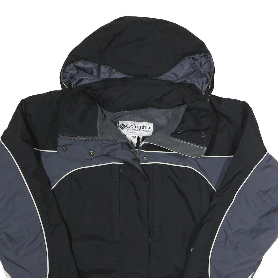 COLUMBIA Womens Black & Grey Outdoor Jacket XL Polyester Blend Zip Hooded