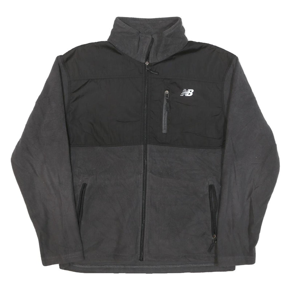 NEW BALANCE Mens Black & Dark Grey Athletic Zip Jacket M Polyester Blend